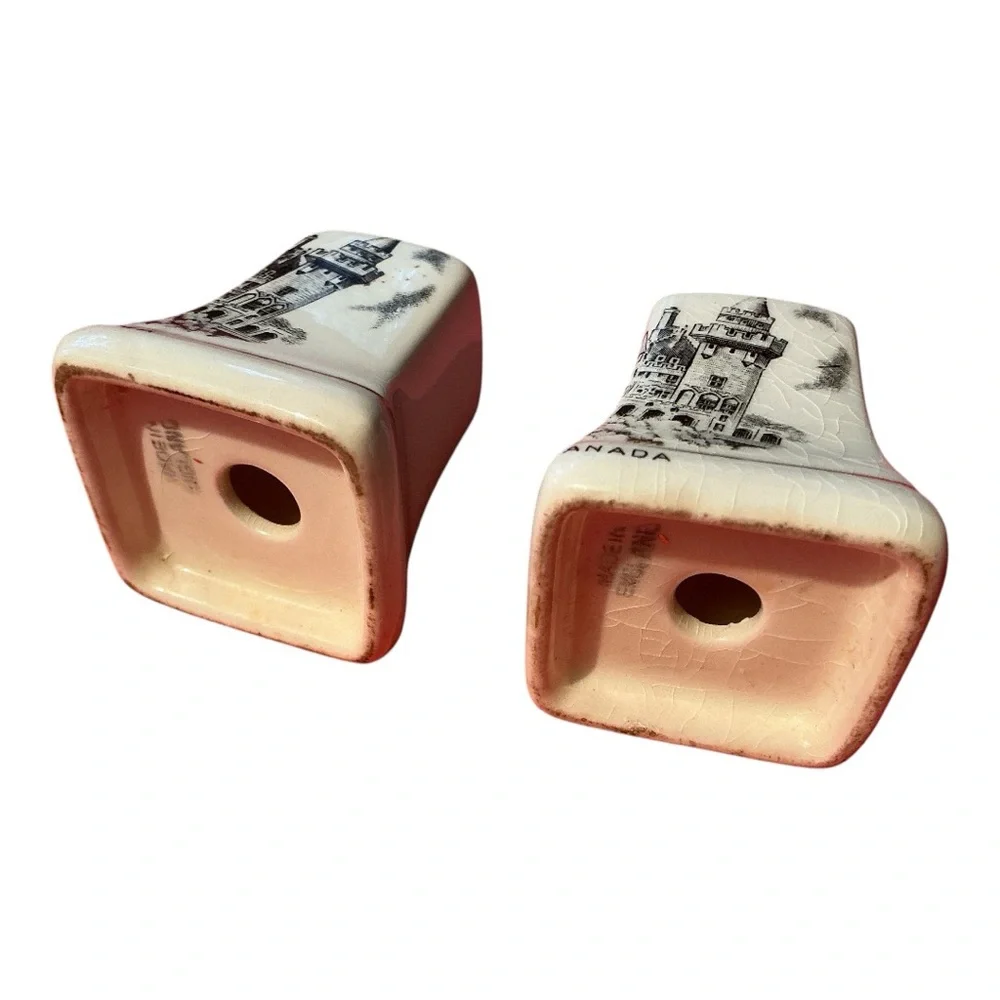 “Casa Loma Toronto Canada” Made England salt pepper shaker set porcelain vintage